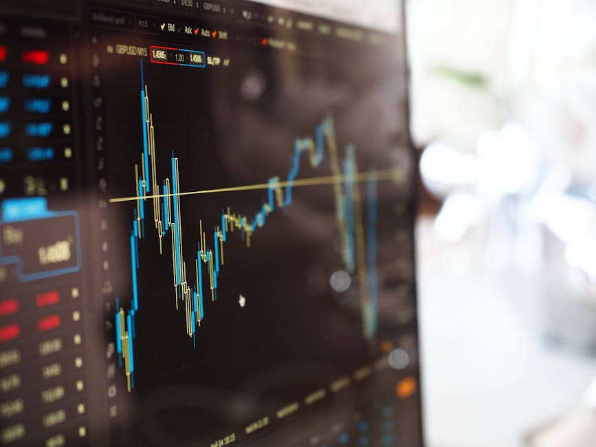 Close-up of a stock market chart showing financial trends and analytics